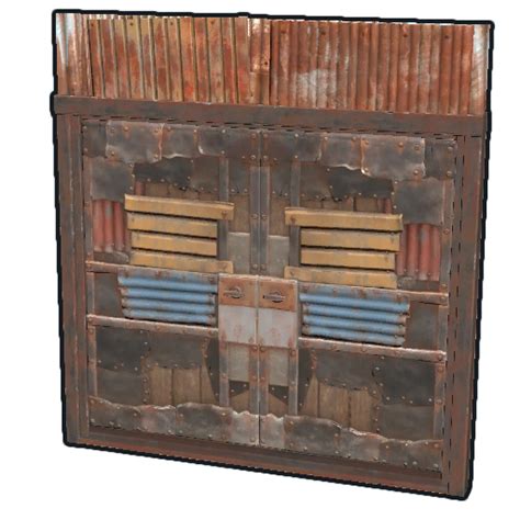 rust sheet metal double door